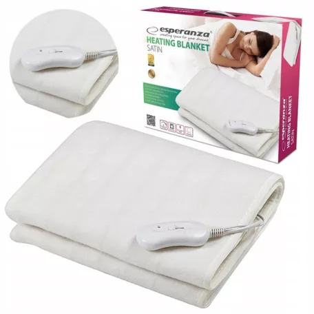Esperanza EHB002 Satin 60W mosható, elektromos poliészter ágymelegítő takaró, fűtőlepedő 150 x 80 cm, 3 hőmérséklet fokozattal 32 - 60 °C