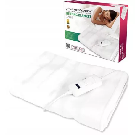 Esperanza EHB002 Satin 60W mosható, elektromos poliészter ágymelegítő takaró, fűtőlepedő 150 x 80 cm, 3 hőmérséklet fokozattal 32 - 60 °C