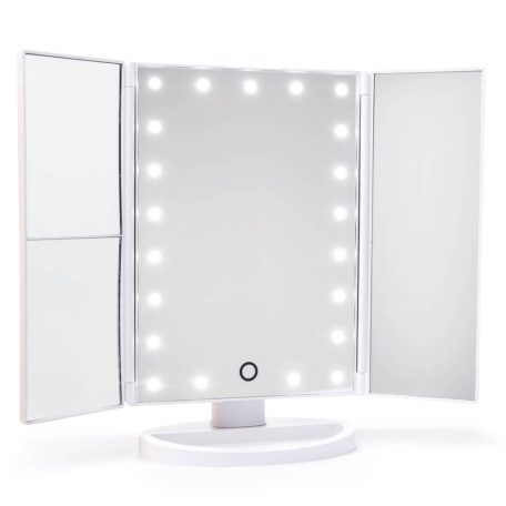 Easy Home PL-22 összecsukható asztali kozmetikai tükör LED világítással 3 db nagyító tükörrel