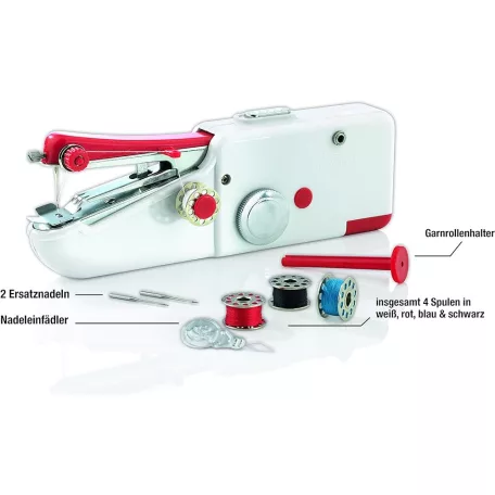 EasyMaxx Fast Sew mini, hordozható, elemes kézi varrógép 4 orsó cérnával, befűzővel és 2 tartalék tűvel (477251)