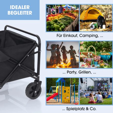 EasyMaxx 13418 összecsukható, 80 kg teherbírású 75 x 49.5 x 91 cm kerti kézikocsi, horgászkocsi, strandkocsi, szállító kocsi