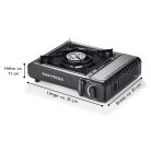 EasyMaxx 12126 gáz kempingfőző, mini gázpalackos mobil főzőeszköz, palackos kemping gázfőző, gázrezsó, gázzsámoly kofferben