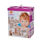 Eichhorn 50 darabos natúr fa építőkocka készlet, festetlen oktató fakocka csomag praktikus tároló és formaberakó vödörben (100050141)