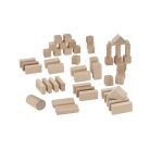 Eichhorn 50 darabos natúr fa építőkocka készlet, festetlen oktató fakocka csomag praktikus tároló és formaberakó vödörben (100050141)