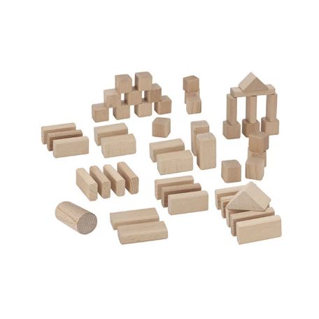 Eichhorn 50 darabos natúr fa építőkocka készlet, festetlen oktató fakocka csomag praktikus tároló és formaberakó vödörben (100050141)