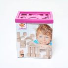 Eichhorn 50 darabos natúr fa építőkocka készlet, festetlen oktató fakocka csomag praktikus tároló és formaberakó vödörben (100050141)