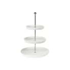 ERNESTO 3 szintes, kerek tálaló állvány, 35 cm magas, 3 tálcás, dekoratív porcelán tálaló, kínáló tál készlet, süteménytálca