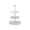   ERNESTO 3 szintes, kerek tálaló állvány, 35 cm magas, 3 tálcás, dekoratív porcelán tálaló, kínáló tál készlet, süteménytálca