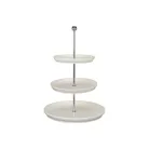 ERNESTO 3 szintes, kerek tálaló állvány, 35 cm magas, 3 tálcás, dekoratív porcelán tálaló, kínáló tál készlet, süteménytálca
