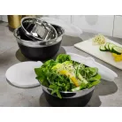 Ernesto 3 darabos 14 / 16 / 18 cm nemesacél, inox saláta tál / edény készlet műanyag fedővel 0.55L / 0.85L / 1.3L