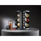 Ernesto 10 részes forgó, 360°-ban elforgatható, elegáns design fűszertartó készlet 9 db 85 ml-es, szórófejes fűszer tároló üveggel, tartóval