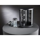 Ernesto 10 részes forgó, 360°-ban elforgatható, elegáns design fűszertartó készlet 9 db 85 ml-es, szórófejes fűszer tároló üveggel, tartóval