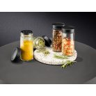 Ernesto 10 részes forgó, 360°-ban elforgatható, elegáns design fűszertartó készlet 9 db 85 ml-es, szórófejes fűszer tároló üveggel, tartóval