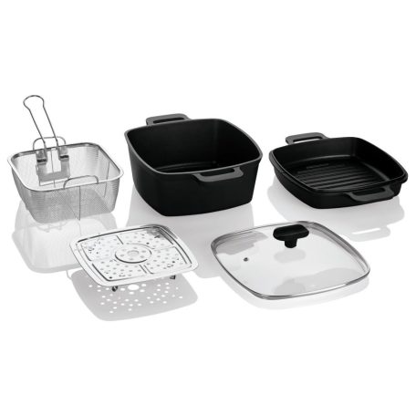 ERNESTO 5 az 1-ben multifunkciós alu öntvény sütőedény szett, 4.5L olajsütő és pároló készlet 