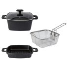 ERNESTO 5 az 1-ben multifunkciós alu öntvény sütőedény szett, 4.5L olajsütő és pároló készlet 