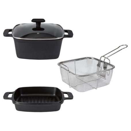 ERNESTO 5 az 1-ben multifunkciós alu öntvény sütőedény szett, 4.5L olajsütő és pároló készlet 