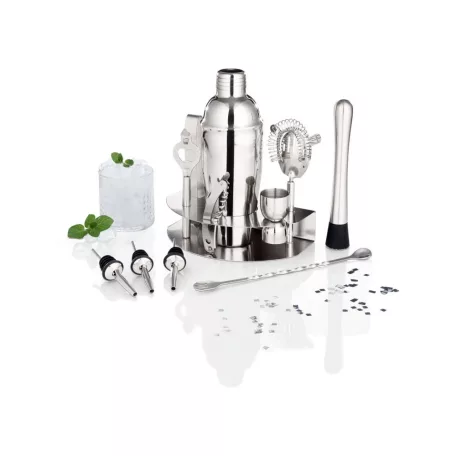 ERNESTO nemesacél inox 12 részes Cocktail Shaker Set - Koktélkészítő és kiöntő mixer készlet 