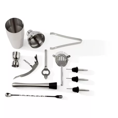 ERNESTO nemesacél inox 12 részes Cocktail Shaker Set - Koktélkészítő és kiöntő mixer készlet 