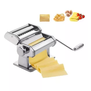   Livarno Home / ERNESTO inox mechanikus kézi tésztanyújtó és metélő, tésztakészítő gép spagetti, fettuccine (szélesmetélt) és lasagne tésztához