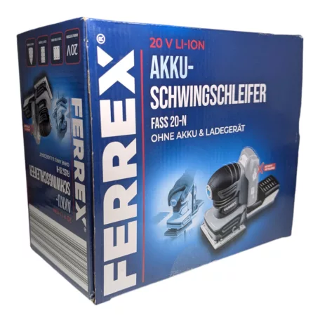 FERREX FASS 20-N SOLO 20V akkumulátoros, akkus rezgő csiszoló, multifunkciós vezeték nélküli rezgőcsiszoló, 3 cserélhető (háromszög, négyszög, téglalap) csiszolólemezzel (819084)