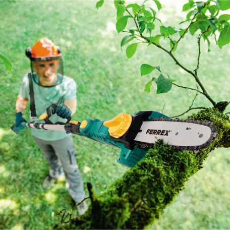 FERREX FBT-CHT004A SOLO akkus, 20V akkumulátoros teleszkópos magassági ágvágó fűrész, láncfűrész akku és töltő NÉLKÜL (PAHE)
