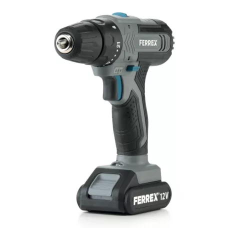 FERREX FB-12-IN 12V 2500 mAh Li-ion akkus, akkumulátoros fúró, csavarbehajtó, fúrógép akkuval, töltővel, fúrószár és bitfej készlettel, kofferben
