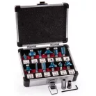 FERREX WWS-OFR1200 XL elektromos 1200W felsőmaró, felsőmarógép 14 db maróbittel (fém kofferben) 6 mm / 6,35 mm / 8 mm szerszámbefogóval