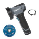 FERREX FBT-CAG006 Compact Power 12V 2Ah 76mm akkus, cserélhető akkumulátoros sarokcsiszoló, mini flex, kézi kisflex akkuval, koronggal és USB töltőkábellel