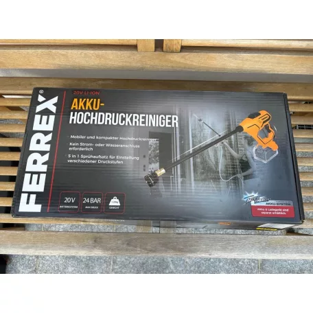 FERREX CHW18WF.91 SOLO 20V akkus 24 bar önfelszívó magasnyomású mosó, akkumulátoros sterimo, akku és töltő nélkül