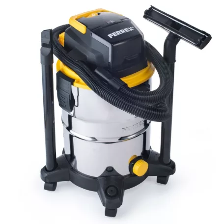 FERREX GDVC-4025 SOLO nemesacél 25L 40V akkus, akkumulátoros inox száraz - nedves porzsák nélküli porszívó akku és töltő nélkül 