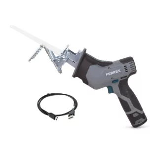   FERREX FBT-CRS006 KEO 12V 2Ah akkus, akkumulátoros kerti ágvágó fűrész, ágfűrész cserélhető akkuval, USB-C töltőkábellel (Compact Power család)