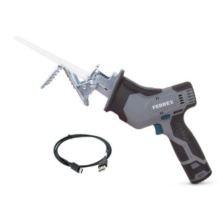 FERREX FBT-CRS006 KEO 12V 2Ah akkus, akkumulátoros kerti ágvágó fűrész, ágfűrész cserélhető akkuval, USB-C töltőkábellel (Compact Power család)