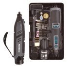 FERREX FBT-CRT004 mini 12V 1300 mAh Li-ion akkus panelfúró, 76 részes multicsiszoló készlet, hálózati adapterrel, cserélhető akkuval