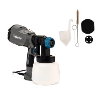 FERREX 450W elektromos (230V, vezetékes) HVLP festékszóró 1000 ml, 800 ml/perc, 4 fúvóka (1.5 / 1.8 /  2.2 / 2.6 mm)
