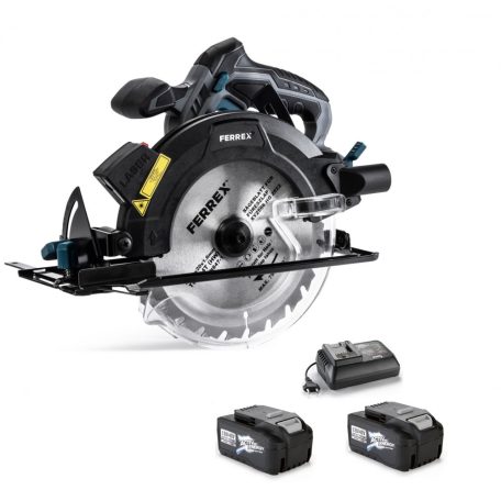 FERREX XYZ-566 HO 2022 XL 2 x 40V 2.5Ah akkumulátoros, DUPLA akkus kézi körfűrész 190mm fűrészlappal, 2 db akkuval és töltővel