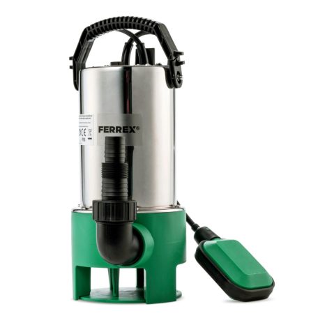 FERREX / GardenLine FST-1100  inox, nemesacél 1100W 20.000 l/óra kerti szivattyú, szennyvízszivattyú (búvárszivattyú) úszókapcsolóval (WU5909162 / 843305)