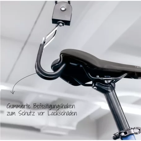 Fischer 97068 Cycle Lift Plus kerékpár és e-Bike lift, kerékpárlift, biciki tároló (csörlő) mennyezetre 30 kg teherbírással 26" - 28" (elektromos kerékpárokhoz is)