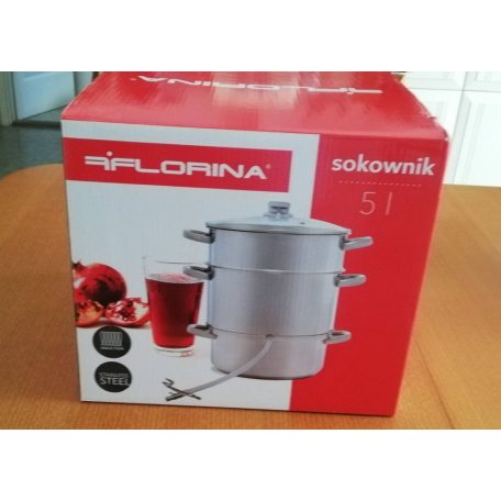 Florina nemesacél inox 5L 23cm szörpfőző, gyümölcslé, nektár készítő edény indukciós főzőlapra is