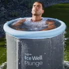 Funsicle Ice Well Cold Plunge 76 x 76 cm 303L szürke, felfújható peremű, fémvázas jégkád, hordozható jéghordó, jégfürdő medence hőmérővel, dupla fedéllel és pumpával