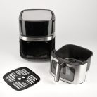 G3 Ferrari Friggisano Visual inox - fekete 1700W 6.5L / 1.5 kg XXL digitális Air Fryer, olajmentes, légkeveréses sütő, forrólevegős sütő, Airfryer