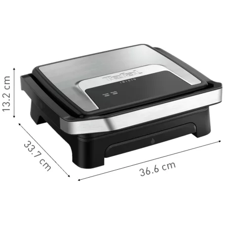 Tefal Inicio GC271D10 inox nemesacél kontaktgrill, 2000W panini - kontakt grill, grillsütő, 29 x 26 cm tapadásmentes sütőlapokkal