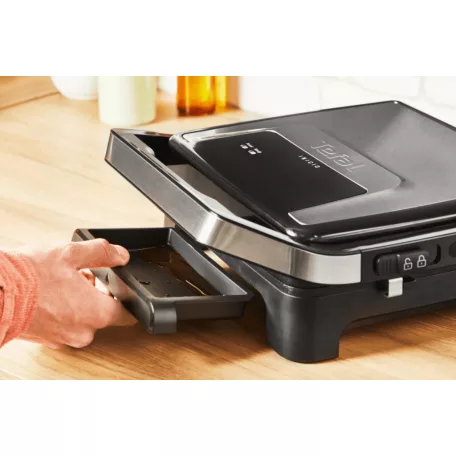 Tefal Inicio GC271D10 inox nemesacél kontaktgrill, 2000W panini - kontakt grill, grillsütő, 29 x 26 cm tapadásmentes sütőlapokkal