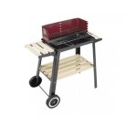 Landmann | Grill Chef 0566 Barbecue faszenes party grillkocsi, piros-fekete 84 x 40 x 87 cm 6 személyes kerti grillsütő fa polcokkal