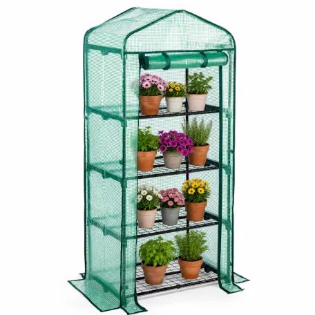 GardenLine 69 x 160 x 49 cm kompakt hobby kerti melegház, palántanevelő fólia, szövetfólia sátor, fóliasátor 4 polccal