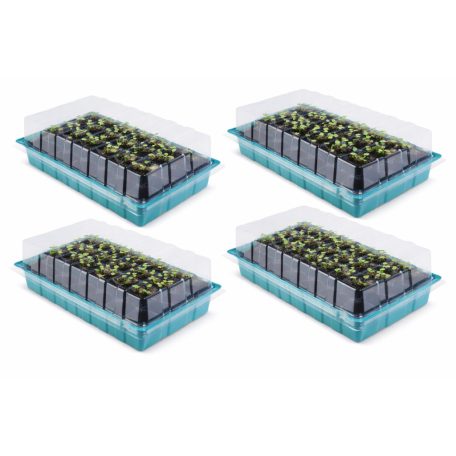 GardenLine PNK 36 x 23 x 12.5 cm 96 darabos palántázó készlet, 4 részes palántenevelő, vetőmag keltető készlet, mini melegágy 4 x 24 db palánta részére, átlátszó fedéllel