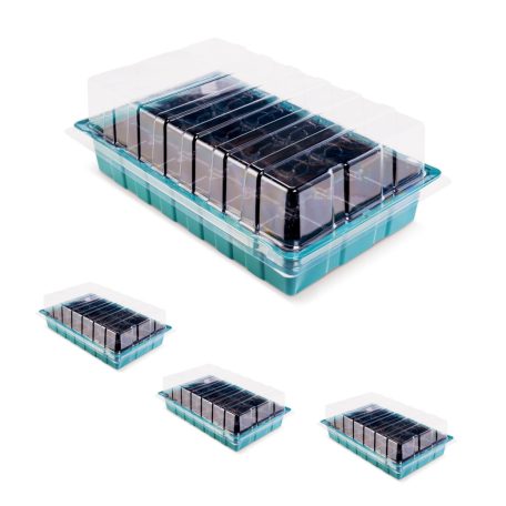 GardenLine PNK 36 x 23 x 12.5 cm 96 darabos palántázó készlet, 4 részes palántenevelő, vetőmag keltető készlet, mini melegágy 4 x 24 db palánta részére, átlátszó fedéllel