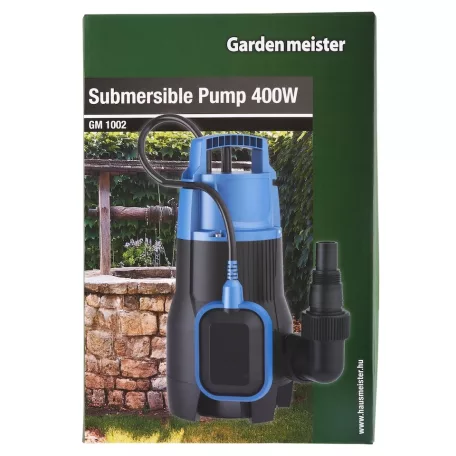 Hausmeister | GardenMeister GM 1002 400W úszókapcsolós kerti szivattyú, műanyag házas szennyvízszivattyú úszókapcsolóval 10.000 liter/óra