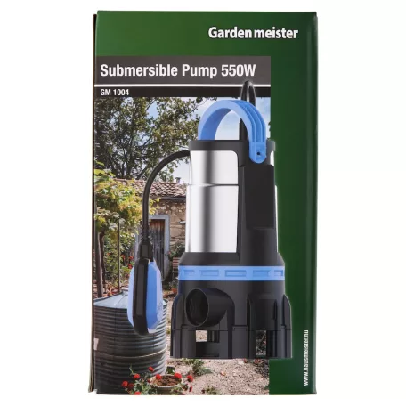Hausmeister | GardenMeister GM 1004 inox nemesacél 550W úszókapcsolós kerti szivattyú, szennyvízszivattyú úszókapcsolóval 16.000 liter/óra
