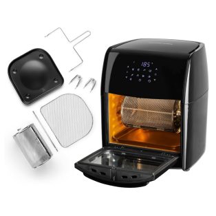   Gourmetmaxx 1800W 12 literes XL 9 in 1 Air Fryer, grillcsirke sütő, forrólevegős, légkeveréses digitális sütő, minisütő, forgó grillel, tepsivel, belső világítással (11216 V3)