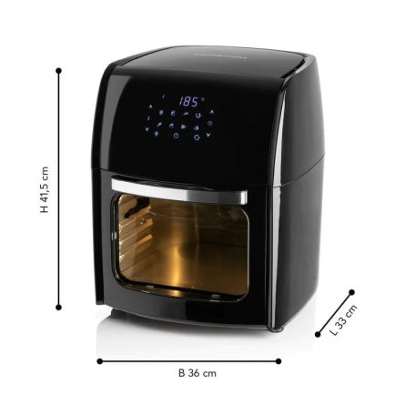 Gourmetmaxx 1800W 12 literes XL 9 in 1 Air Fryer, grillcsirke sütő, forrólevegős, légkeveréses digitális sütő, minisütő, forgó grillel, tepsivel, belső világítással (11216 V3)